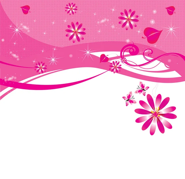 Ilustración floral rosa para sus espacios en blanco o postales — Vector de stock