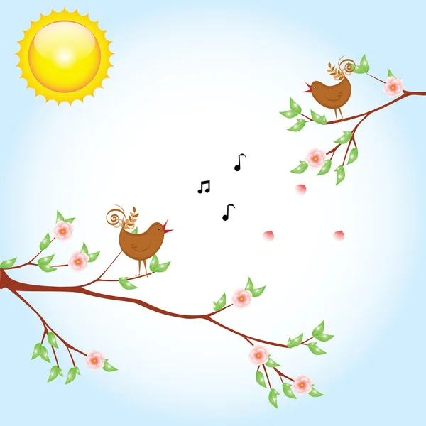 Ptak sakura ilustracja Web wydrukować więcej — Wektor stockowy