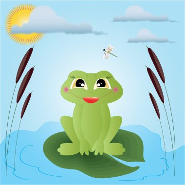 Frog illustration For postcards and childrens sites clipart