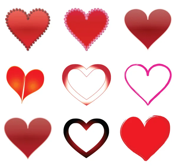 Kalpler clipart Sevgililer günü güzel illüstrasyon — Stok Vektör