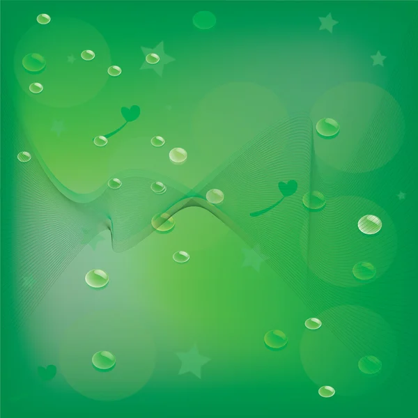 Verde sfondo astratto Con gocce illustrazione — Vettoriale Stock