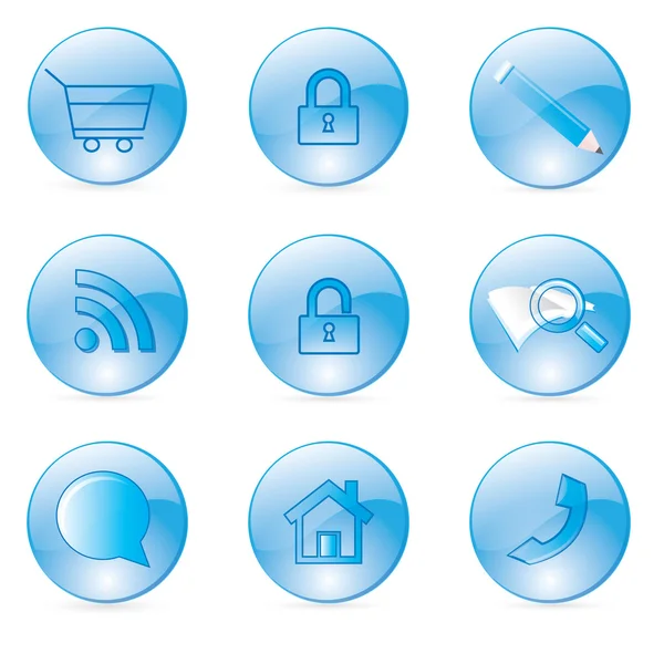 Ícones azuis definido para shop.for web — Vetor de Stock