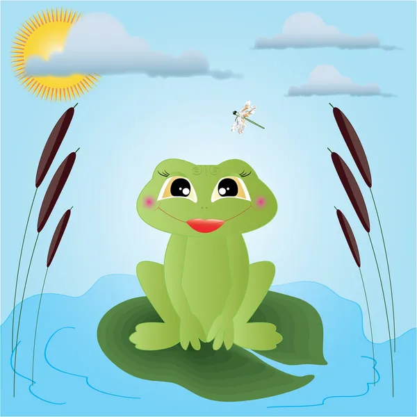 Frog illustration For postcards and childrens sites — Stock Vector