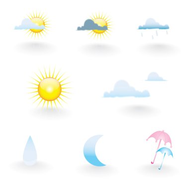 Weather icon set (sun, cloud, moon and etc) clipart