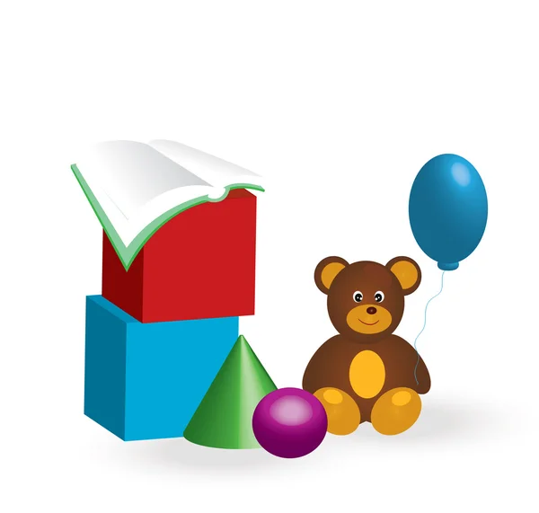 Leksaker för barn 3d baby illustration — Stock vektor