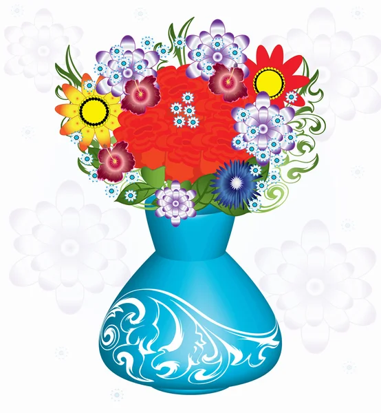 Fine bouquet in a vase Flowers for the beloved — Stock Vector
