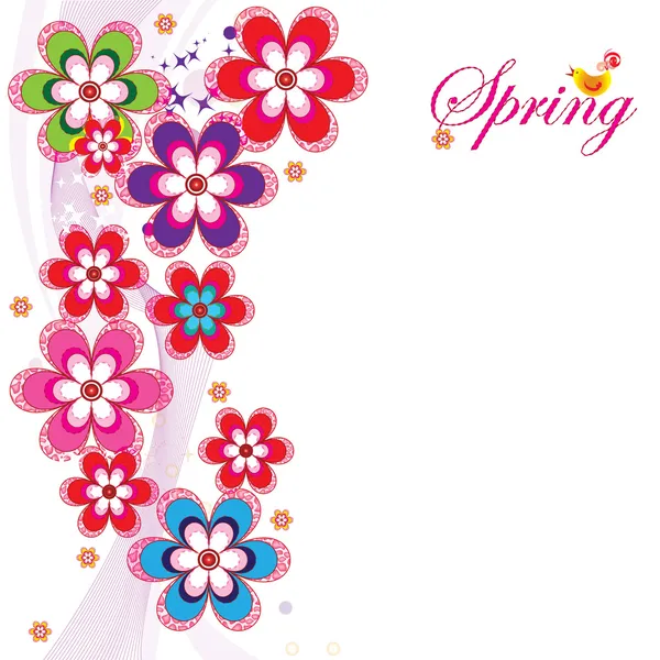 Ilustración de tarjetas postales de primavera para su sitio web o postales — Vector de stock