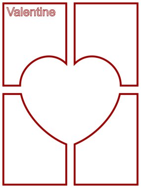 Quadripartite Heart. Valentine card. clipart
