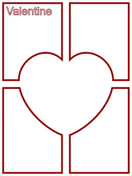 Quadripartite hjärta. Alla hjärtans-kort. — Stock vektor