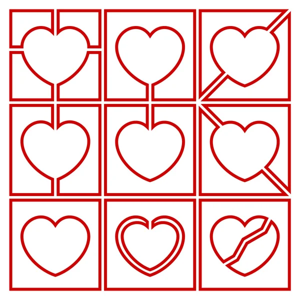San Valentín símbolos con corazón — Vector de stock