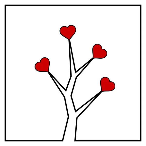 Árbol con corazones rojos — Archivo Imágenes Vectoriales