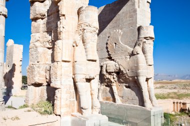 Entrance gate to historical complex, ancient city of Persepolis clipart