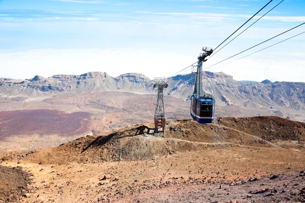 stock image Teleferico cable-car gondola going up to peak of Teide Volcano