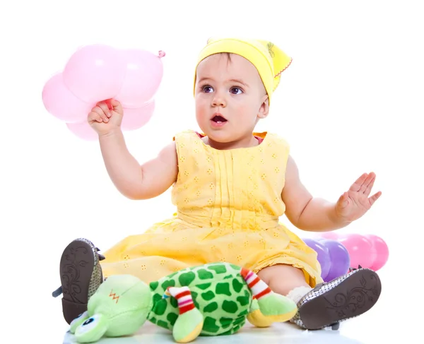 Aranyos baba és játékok — Stock Fotó