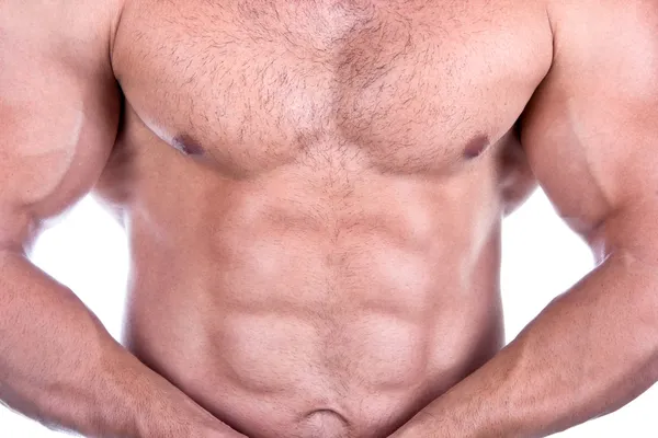 아주 섹시 한 근육 질의 몸통 흰색 절연 — 스톡 사진