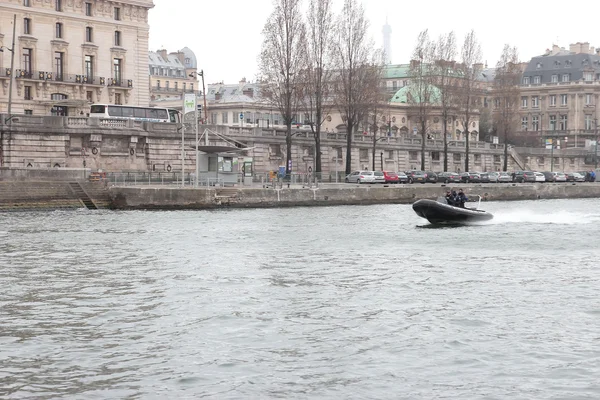French police squad on Seine River — Stock Photo, Image