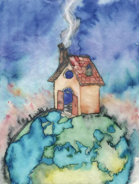 House at the top of the world — Zdjęcie stockowe