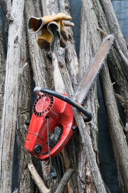 eldiven ve chainsaw