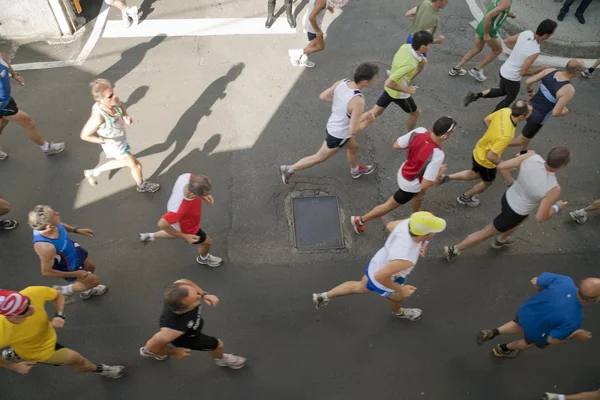 View from above of runners — Stock Photo, Image