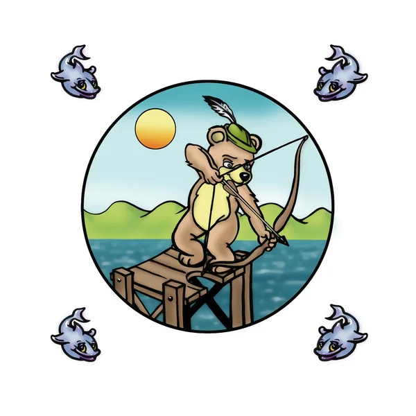Balık tutma ayı okçu — Stok fotoğraf