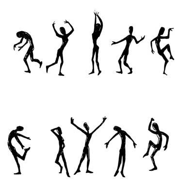 Dancing men and women clipart