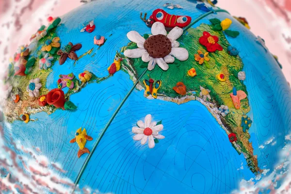 Flowered South America Globe — Stock Photo, Image