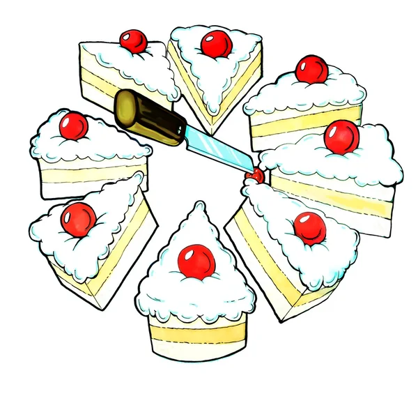 Cake and knife — Stock Photo, Image