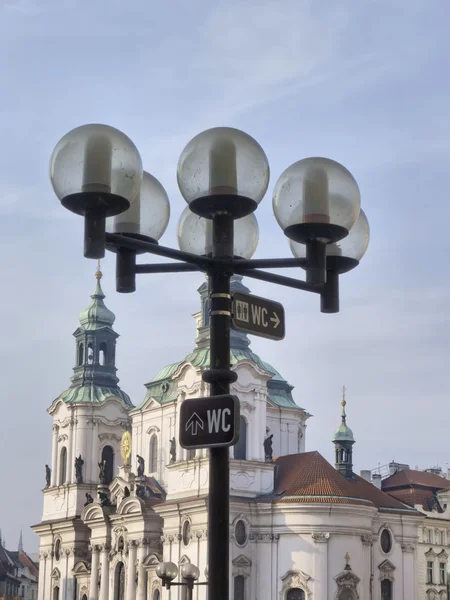 Street lights in the old town square — Stock Photo, Image