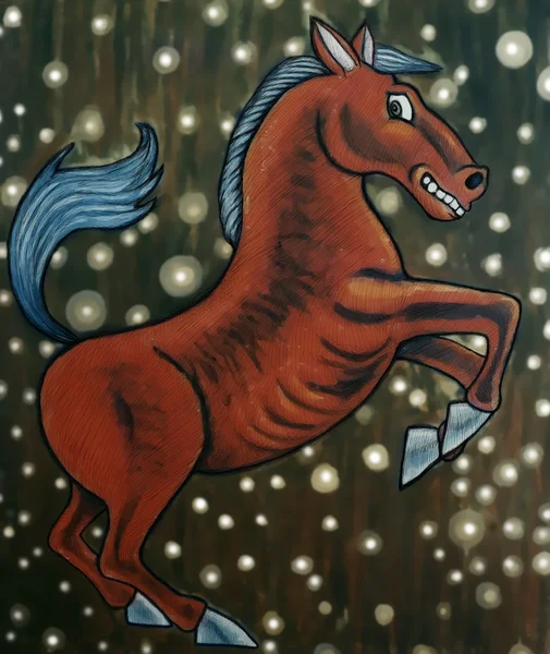 Rotes Pferd grassiert — Stockfoto