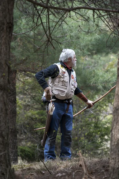 Senior Man with historical bow — Stock Photo, Image