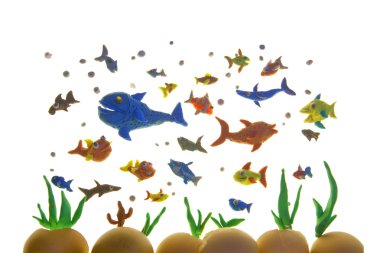 Plasticine fishes clipart