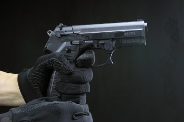 Hand gun shooting clipart