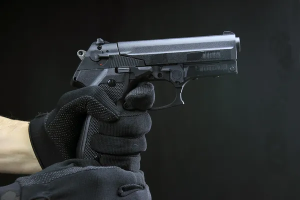 Hand gun shooting — Stock Photo, Image
