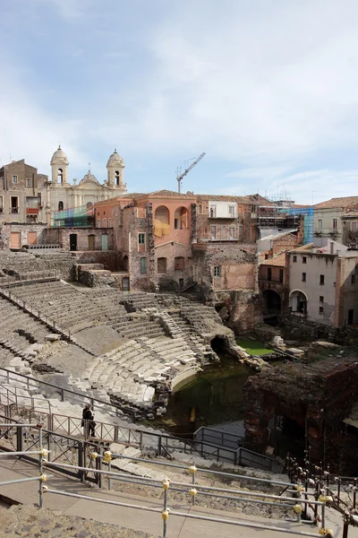 Ruiny římského divadla v catania — Stock fotografie