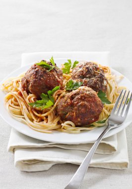 Large meatballs with spaghetti clipart