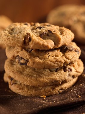 Chocolate chip cookies shot with selective focus. clipart