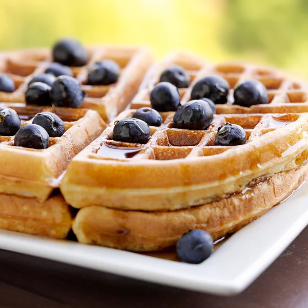 Waffeln mit Blaubeeren — Stockfoto