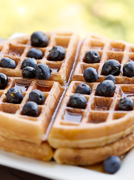 Waffles with blueberries — Stock Photo, Image