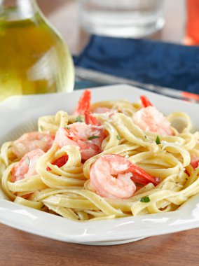 Tasty Shrimp Fettuccine Alfredo clipart