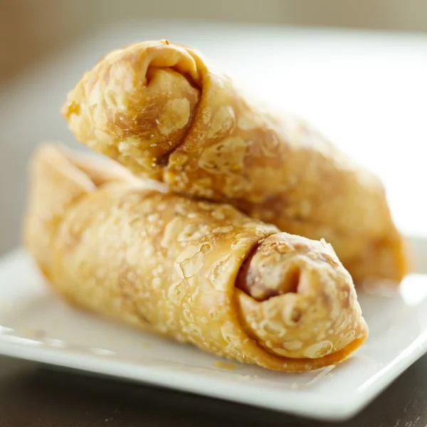 Two egg rolls stacked on top of each other — Stock Photo, Image