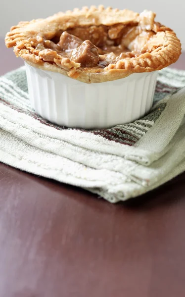 Vertical image of beef pot pie with extra copyspace — Stock Photo, Image