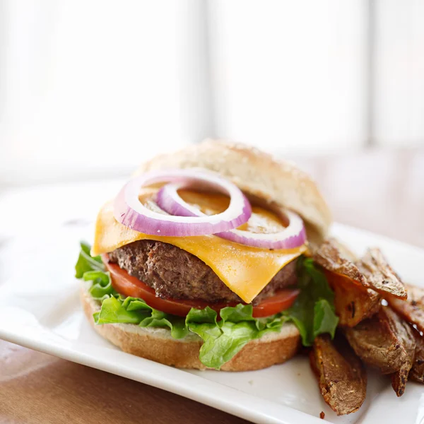 Cheeseburger com espaço extra — Fotografia de Stock