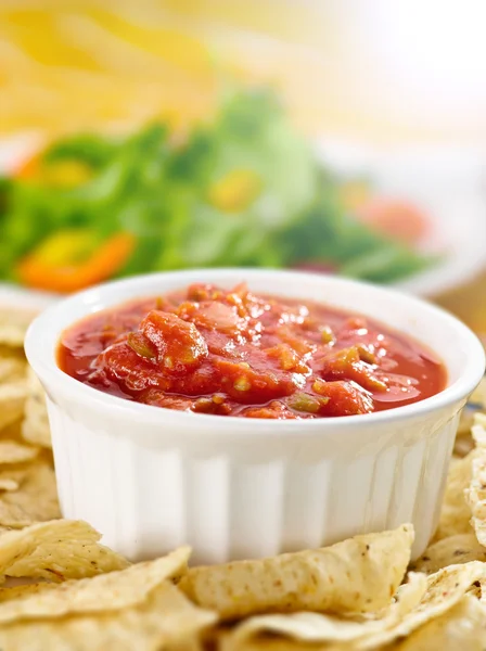 Salsa és a chipek — Stock Fotó