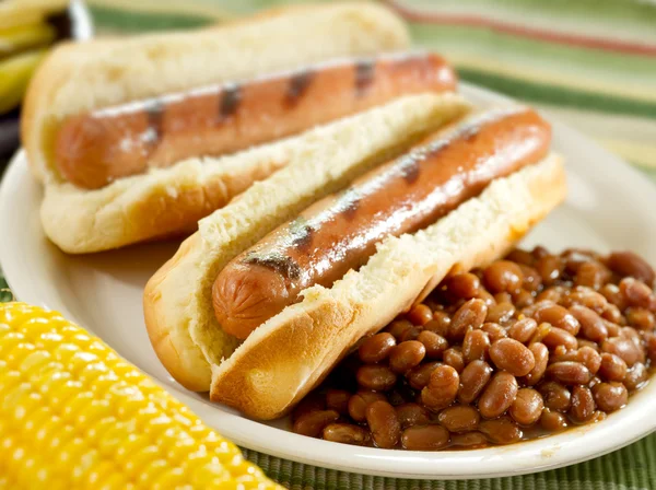 Hot dogs at cookout — Stock Photo, Image