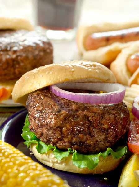 Hamburger étkezés — Stock Fotó