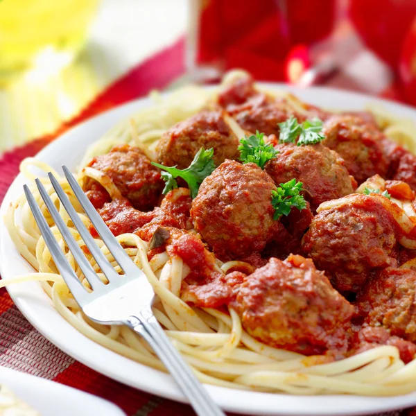 Серцевий спагетті вечеря — стокове фото