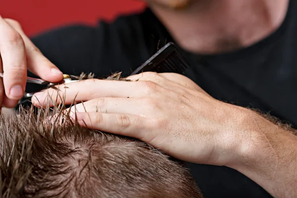 stock image Barber cutting hair