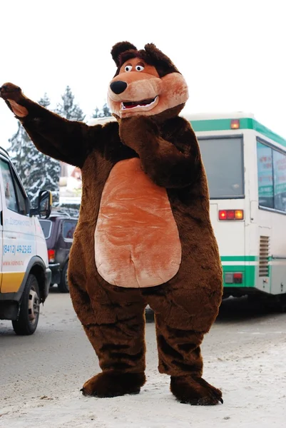 stock image Popular fairy-tale hero standing at the bus stop