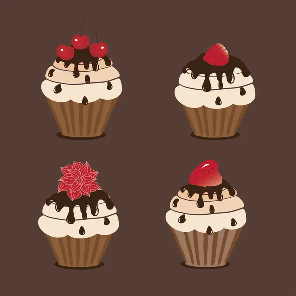 Four cupcake — Stock Vector
