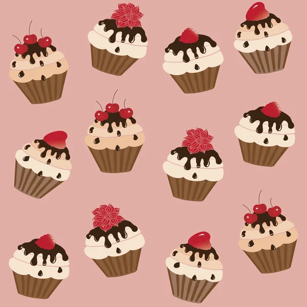 Cupcake patroon — Stockvector